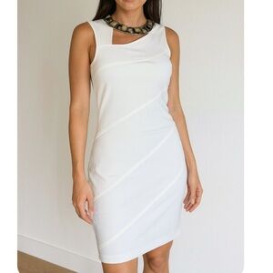 NEW Maria Bianca Nero dress bandage white form fitting bodycon jeweled neckline